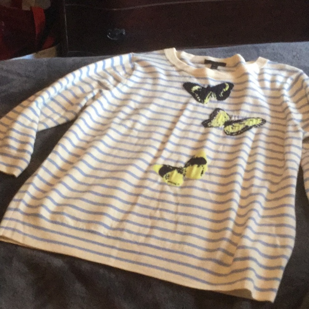 J Crew Cream Striped Butterly Sweater